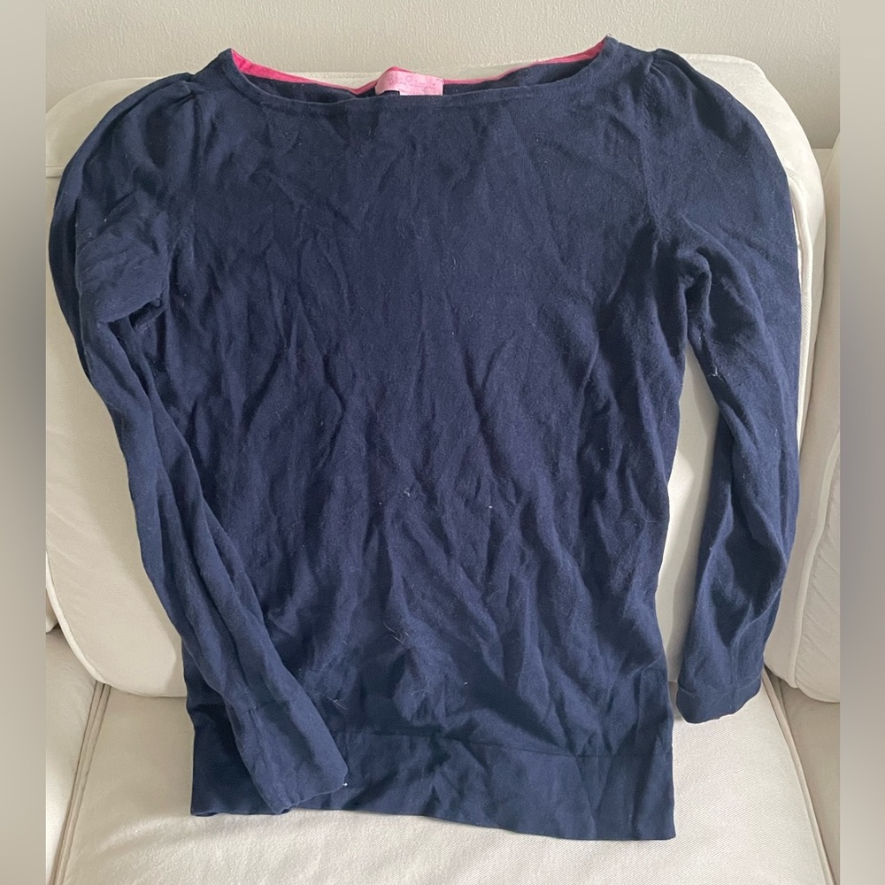 Lilly Pulitzer Navy Blue Boatneck Sweater Size Medium